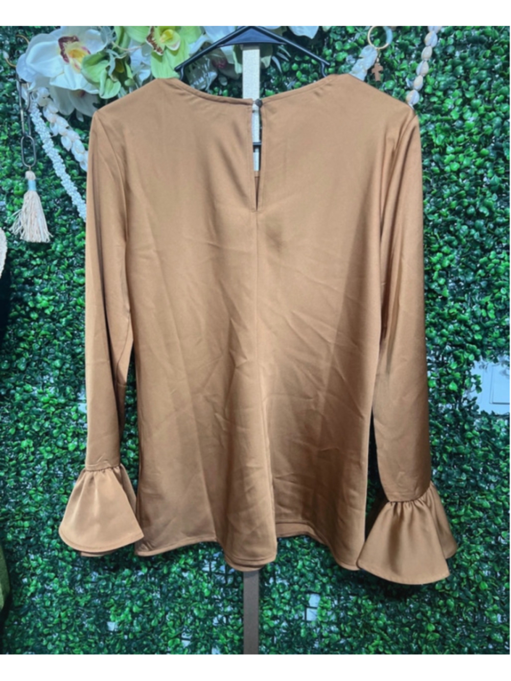 J Crew Long Sleeve Blouse Top Ruffled Bell Sleeve Cuff oversized size Small - Picture 5 of 6